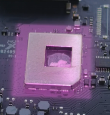 Actual development image showing broad illumination across a chip